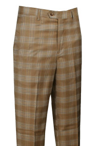 Leonardo Valenti Modern Fit Silk & Wool Blend Slacks - Golden Plaid Leonardo Valenti Modern Fit Silk & Wool Blend Slacks - Golden Plaid
