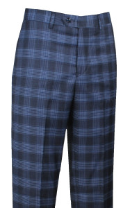 Leonardo Valenti Modern Fit Silk & Wool Blend Slacks - Blue Plaid  Leonardo Valenti Modern Fit Silk & Wool Blend Slacks - Blue Plaid