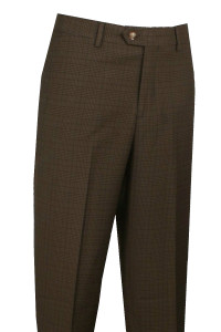 Leonardo Valenti Modern Fit Silk & Wool Blend Slacks - Brown Plaid Leonardo Valenti Modern Fit Silk & Wool Blend Slacks - Brown Plaid