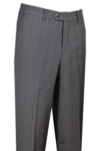Leonardo Valenti Modern Fit Silk & Wool Blend Slacks - Taupe & Navy Plaid Leonardo Valenti Modern Fit Silk & Wool Blend Slacks - Taupe & Navy Plaid