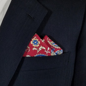 100% Cotton Pre-Folded Pocket Square Handkerchief Insert - Burgundy Floral 100% Cotton Pre-Folded Pocket Square Handkerchief Insert - Burgundy Floral