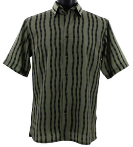Bassiri Short Sleeve Camp Shirt - Olive and Black Block Design Bassiri Short Sleeve Camp Shirt - Olive and Black Block Design