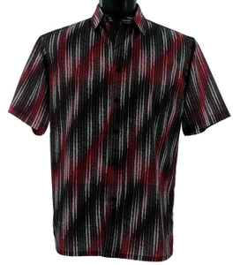 Bassiri Short Sleeve Camp Shirt -Red & Black Diagonal Design Bassiri Short Sleeve Camp Shirt -Red & Black Diagonal Design