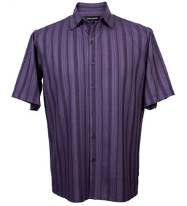 Bassiri Vertical Weave Short Sleeve Camp Shirt - Purple Bassiri Vertical Weave Short Sleeve Camp Shirt - Purple