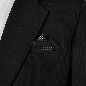 Two-Tone White Mini Dots on Black 100% Cotton Pre-Folded Pocket Square Insert Two-Tone White Mini Dots on Black 100% Cotton Pre-Folded Pocket Square Insert