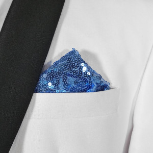 Men's Sky Blue Sequin Pre-Folded Pocket Square Insert - Point Design Men's Sky Blue Sequin Pre-Folded Pocket Square Insert - Point Design