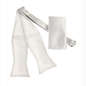 White Satin 100% Silk Self Tie Silk Bow Tie Set White Satin 100% Silk Self Tie Silk Bow Tie Set