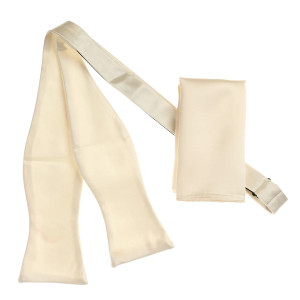 Ivory Satin 100% Silk Self Tie Silk Bow Tie Set Ivory Satin 100% Silk Self Tie Silk Bow Tie Set