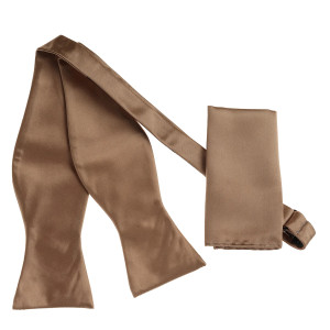 Mocha Brown Satin 100% Silk Self Tie Silk Bow Tie Set Mocha Brown Satin 100% Silk Self Tie Silk Bow Tie Set