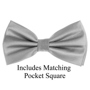 Grey Pin Dot Weave Pre-Tied Silk Bow Tie Set Grey Pin Dot Weave Pre-Tied Silk Bow Tie Set
