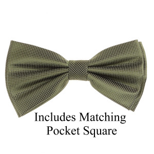 Dark Olive Green Pin Dot Weave Pre-Tied Silk Bow Tie Set Dark Olive Green Pin Dot Weave Pre-Tied Silk Bow Tie Set
