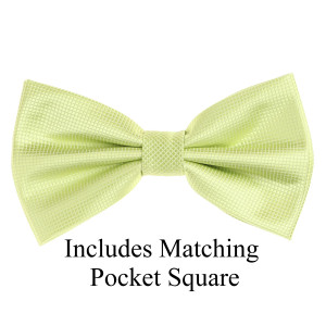 Chartreuse Green Pin Dot Weave Pre-Tied Silk Bow Tie Set Chartreuse Green Pin Dot Weave Pre-Tied Silk Bow Tie Set