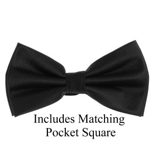 Black Pin Dot Weave Pre-Tied Silk Bow Tie Set Black Pin Dot Weave Pre-Tied Silk Bow Tie Set