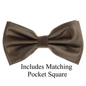 Dark Taupe Brown Pin Dot Weave Pre-Tied Silk Bow Tie Set Dark Taupe Brown Pin Dot Weave Pre-Tied Silk Bow Tie Set
