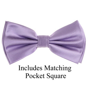 Light Purple Pin Dot Weave Pre-Tied Silk Bow Tie Set