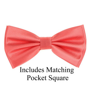 Coral Pin Dot Weave Pre-Tied Silk Bow Tie Set Coral Pin Dot Weave Pre-Tied Silk Bow Tie Set