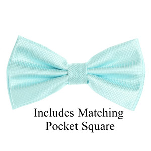 Light Aqua Pin Dot Weave Pre-Tied Silk Bow Tie Set Light Aqua Pin Dot Weave Pre-Tied Silk Bow Tie Set