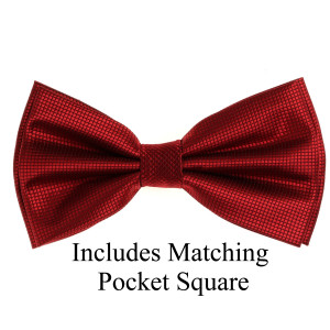 Dark Red Pin Dot Weave Pre-Tied Silk Bow Tie Set Dark Red Pin Dot Weave Pre-Tied Silk Bow Tie Set