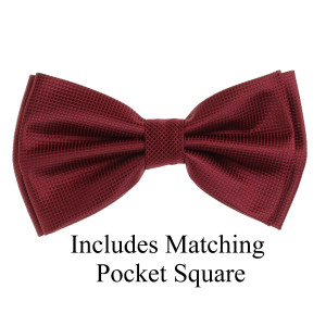 Burgundy Pin Dot Weave Pre-Tied Silk Bow Tie Set Burgundy Pin Dot Weave Pre-Tied Silk Bow Tie Set