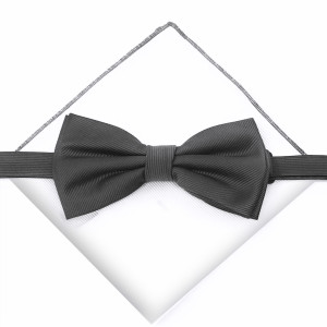 Charcoal Grey Diagonal Weave Pre-Tied Silk Bow Tie Set Charcoal Grey Diagonal Weave Pre-Tied Silk Bow Tie Set