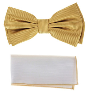 Gold Diagonal Weave Pre-Tied Silk Bow Tie Set Gold Diagonal Weave Pre-Tied Silk Bow Tie Set