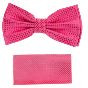 Dark Pink 100% Silk Grid Weave Pre-Tied Silk Bow Tie Set Dark Pink 100% Silk Grid Weave Pre-Tied Silk Bow Tie Set