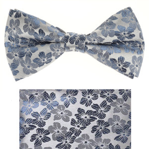 Blue Toned Flower Design Pre-Tied 100% Silk Bow Tie Set Blue Toned Flower Design Pre-Tied 100% Silk Bow Tie Set