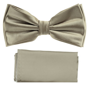Beige Satin 100% Silk Pre-Tied Silk Bow Tie Set Beige Satin 100% Silk Pre-Tied Silk Bow Tie Set