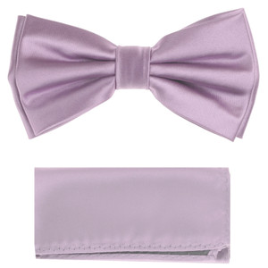Lavender Purple Satin 100% Silk Pre-Tied Silk Bow Tie Set Lavender Purple Satin 100% Silk Pre-Tied Silk Bow Tie Set