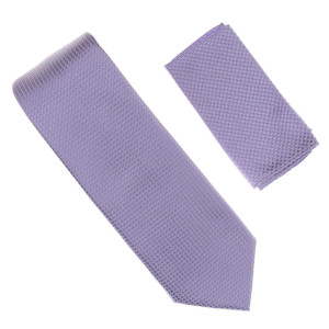 Antonia 100% Silk Grid Weave X-Long Necktie with Pocket Square - Light Purple Antonia 100% Silk Grid Weave X-Long Necktie with Pocket Square - Light Purple