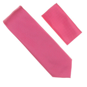 Antonia 100% Silk Grid Weave X-Long Necktie with Pocket Square - Dark Pink Antonia 100% Silk Grid Weave X-Long Necktie with Pocket Square - Dark Pink