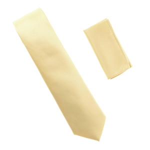 Antonia 100% Silk Pin Dot Weave Necktie with Pocket Square - Soft Yellow Antonia 100% Silk Pin Dot Weave Necktie with Pocket Square - Soft Yellow