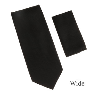 100% Silk Wide Necktie with Pocket Square - Black Design Weave 100% Silk Wide Necktie with Pocket Square - Black Design Weave