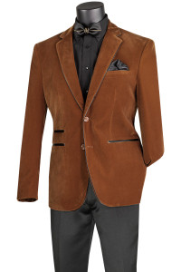 Vinci Trimmed Bourbon Brown Velvet Slim Fit Sportcoat Vinci Trimmed Bourbon Brown Velvet Slim Fit Sportcoat