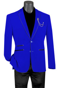 Vinci Trimmed Royal Blue Velvet Slim Fit Sportcoat Vinci Trimmed Royal Blue Velvet Slim Fit Sportcoat