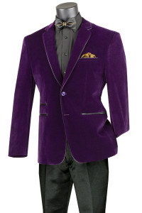 Vinci Trimmed Purple Velvet Slim Fit Sportcoat Vinci Trimmed Purple Velvet Slim Fit Sportcoat
