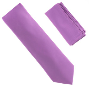 100% Silk Diagonal Weave Necktie with Pocket Square - Lavender Purple 100% Silk Diagonal Weave Necktie with Pocket Square - Lavender Purple