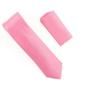 100% Silk Diagonal Weave X-Long Necktie with Pocket Square - Pink 100% Silk Diagonal Weave X-Long Necktie with Pocket Square - Pink