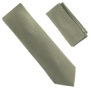 100% Silk Diagonal Weave Necktie with Pocket Square - Olive 100% Silk Diagonal Weave Necktie with Pocket Square - Olive