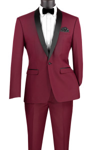 Vinci 2-Button Slim Fit Burgundy Tuxedo Vinci 2-Button Slim Fit Burgundy Tuxedo