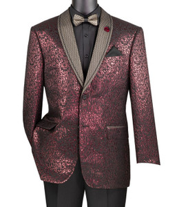 Vinci Burgundy Fancy Jacquard Sportcoat with Matching Bow Tie Vinci Burgundy Fancy Jacquard Sportcoat with Matching Bow Tie