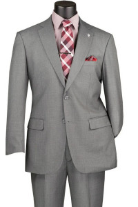 Vinci 2-Button Grey Texture Weave Suit with Flat-Front Slacks - Classic Fit