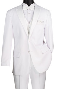 Vinci 4 Piece White Tuxedo with Matching Vest & Bow Tie - Classic Fit Vinci 4 Piece White Tuxedo with Matching Vest & Bow Tie - Classic Fit