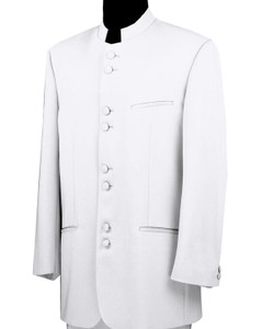 Lucci White 8 Button Banded Collar Fashion Suit Lucci White 8 Button Banded Collar Fashion Suit