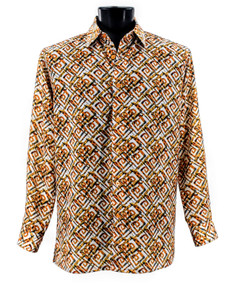 Bassiri Long Sleeve Camp Shirt - Orange Spiral Design Bassiri Long Sleeve Camp Shirt - Orange Spiral Design