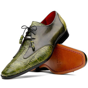 Marco di Milano Genuine Alligator with Calf Leather Dress Tie Shoe - Olive Green Marco di Milano Genuine Alligator with Calf Leather Dress Tie Shoe - Olive Green