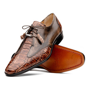 Marco di Milano Genuine Alligator with Calf Leather Dress Tie Shoe - Orix Brown Marco di Milano Genuine Alligator with Calf Leather Dress Tie Shoe - Orix Brown