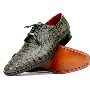Marco di Milano Genuine Caiman Crocodile Dress Tie Shoe -Olive Green Marco di Milano Genuine Caiman Crocodile Dress Tie Shoe -Olive Green