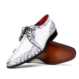 Marco di Milano Genuine Hornback Crocodile Tail Dress Tie Shoe - White Marco di Milano Genuine Hornback Crocodile Tail Dress Tie Shoe - White