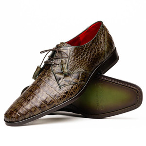 Marco di Milano Genuine Caiman Crocodile Dress Tie Shoe - Woody Olive Green Marco di Milano Genuine Caiman Crocodile Dress Tie Shoe - Woody Olive Green